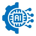 AI-assisted translation workflow icon representing automated language processing, machine learning, and scalable multilingual translation technology