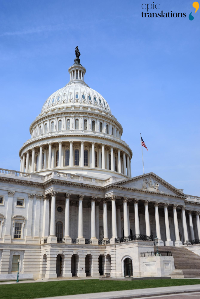U.S. Capitol building symbolizing certified translation services for government agencies and public sector compliance