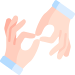 ASL interpreting services icon representing on-site and video remote interpreting (VRI) options