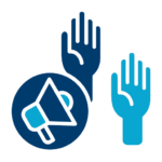 Icon representing accessible public notices and communications, including announcements and visual language access support.