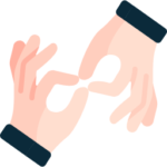 American Sign Language (ASL) interpreting services icon showing hands signing