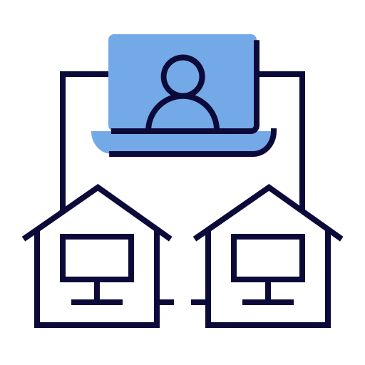 Icon representing centralized language services across multiple schools and departments