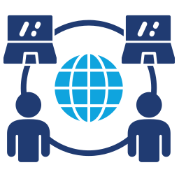 Centralized access icon showing multiple users connected to a central language services platform