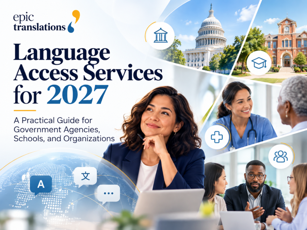 Language access services for 2027 supporting government agencies, schools, healthcare organizations, and businesses through professional translation, interpreting, and multilingual communication.