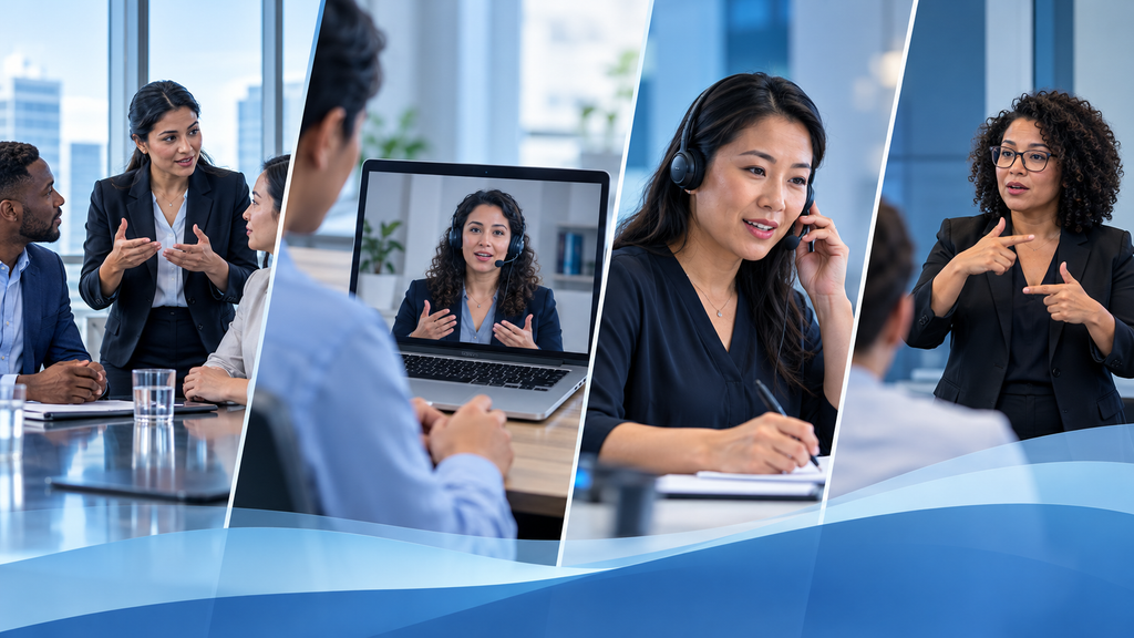 Professional interpreting services including on-site, video remote, telephone, and American Sign Language interpreting.